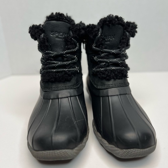 Sperry Saltwater Alpine Duck Boots Blk/Grey Sz 6.5M 86690 Faux Fur Side Zip Nice - Picture 6 of 11